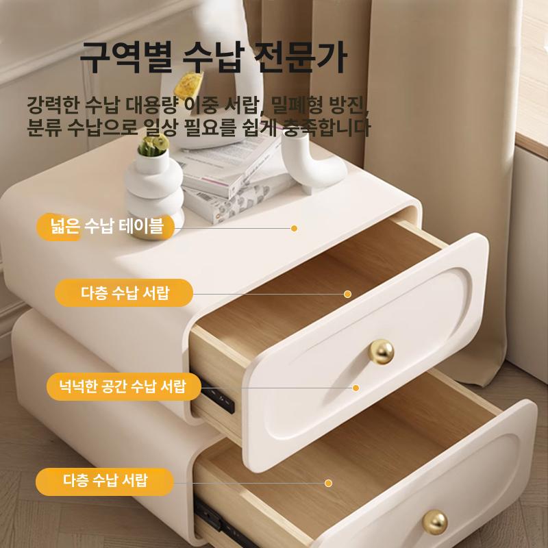 가죽 헤드보드 럭셔리 저상형 침대 신혼 엔틱 수납 기능 베이지화이트 완제품 불필요 바로사용가능 40x40x50cm - 상세 이미지 3
