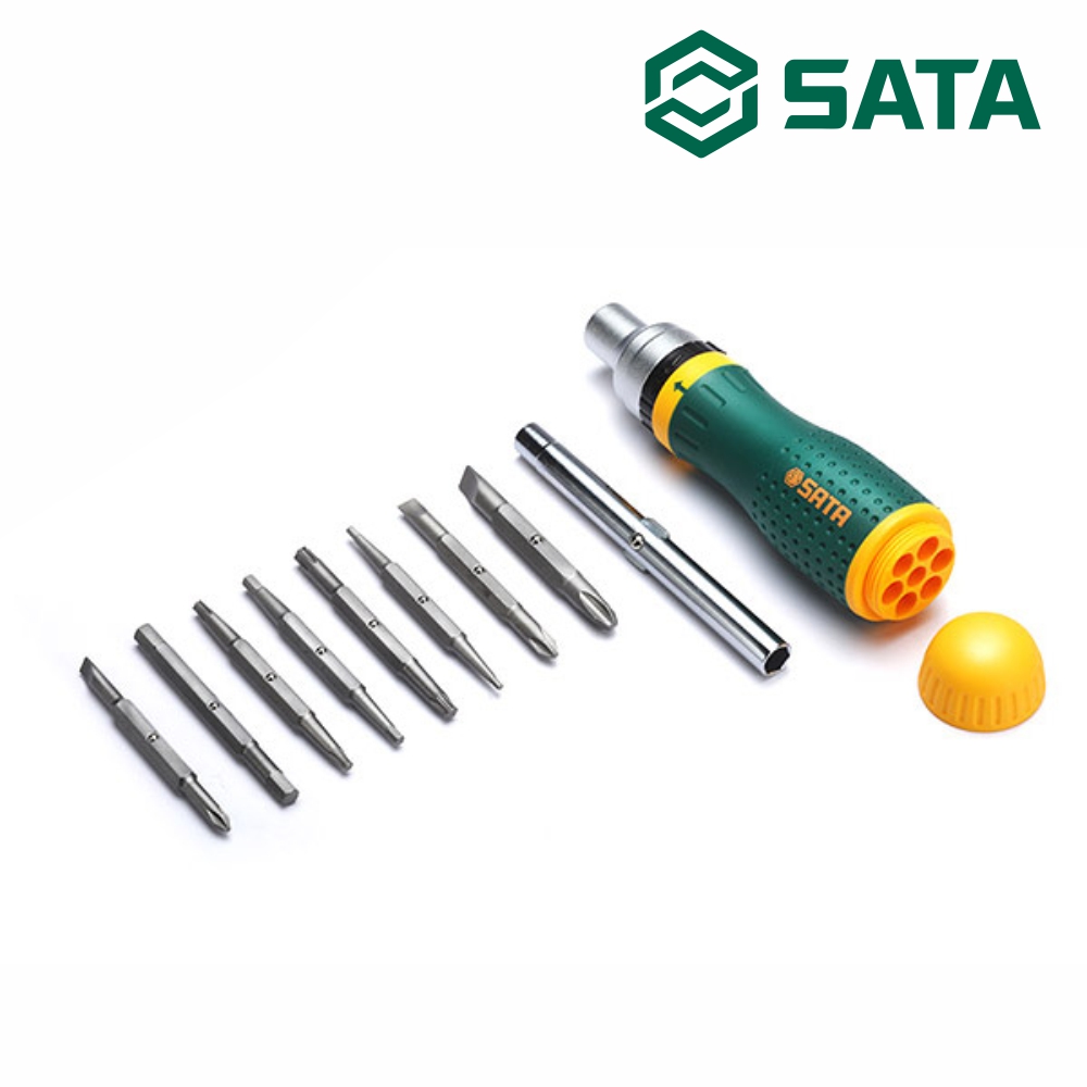 사타 SATA 반자동 라쳇 드라이버 19P 09350 일자 십자 별 육각 세트 - 상품 이미지