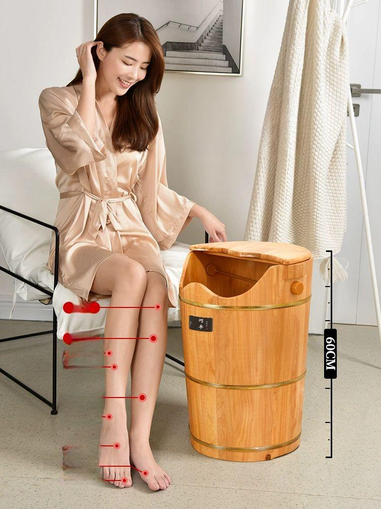 훈증 족욕통 스팀 빈통 바구니 쑥팩 지압 습식 편백나무 60cm 리모컨 스팀기 보온커버 세트 쑥팩 - 상세 이미지 2