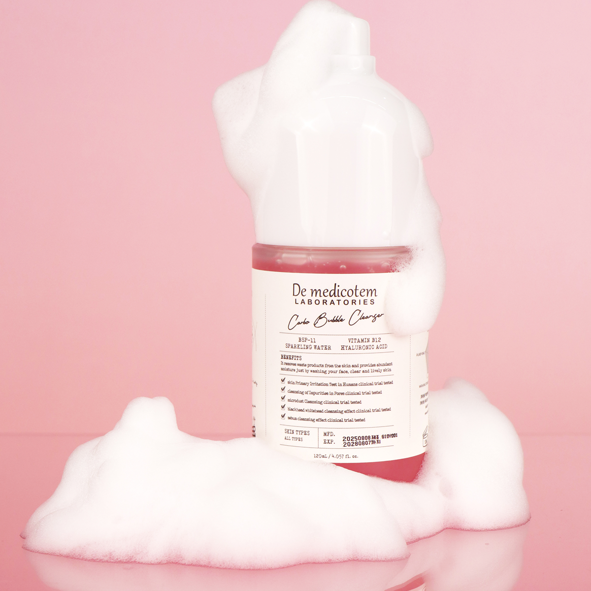 더메디코템 카보 버블 클렌저 시카 PDRN 펩타이드 약산성 클렌징폼 120ml, 2개 - 상세 이미지 3