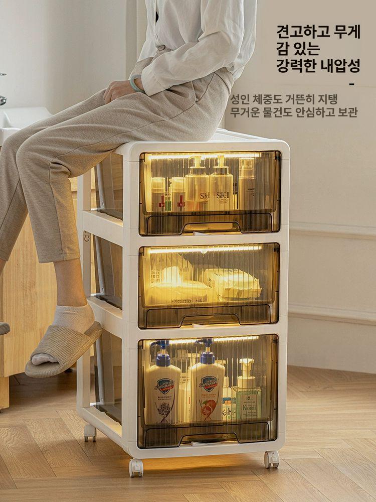 틈새 서랍형 대용량 수납 욕실 정리장 다용도 슬라이딩 30cm 4칸 높은1개낮은3개 - 상세 이미지 3