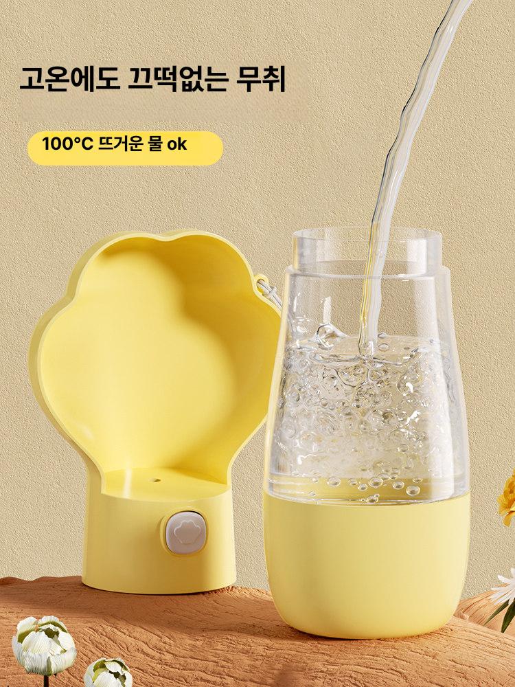 휴대용 강아지물병 애견물통 산책 여행 야외활동 필수템 원터치 급수 발바닥 모양 누수방지 접이식 그릇 옐로우 350ml 사료 마시기 - 상세 이미지 2