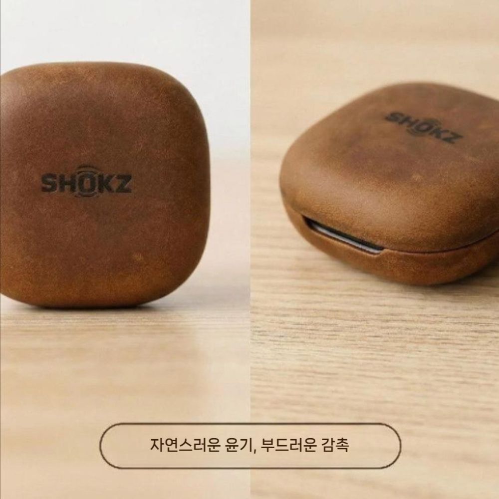 샥즈 오픈핏2+ 케이스 가죽 레트로 순수 수제 커버 - 상세 이미지 3