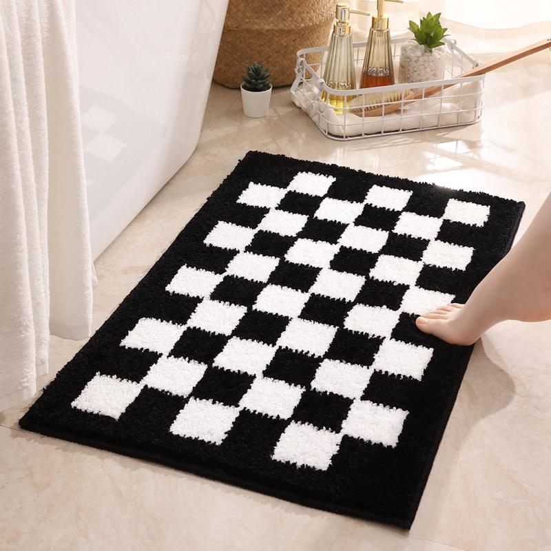 러그 체커보드 모던하우스 욕실 침대 체크 주방매트 거실 1. 빈티지블랙 40x60cm - 상세 이미지 4