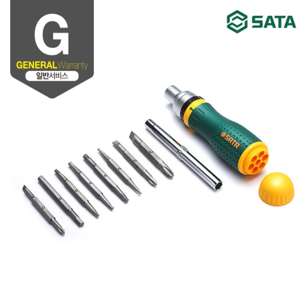 사타 SATA 반자동 라쳇 드라이버 19P 09350 일자 십자 별 육각 세트 - 상세 이미지 2