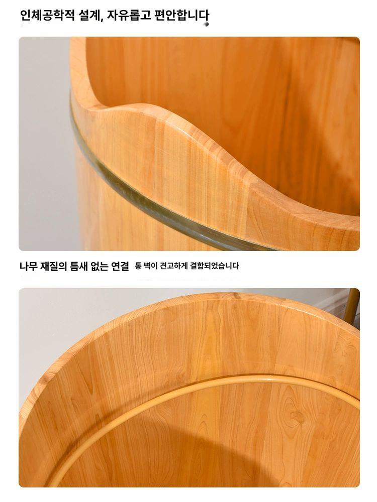 훈증 족욕통 스팀 빈통 바구니 쑥팩 지압 습식 편백나무 60cm 리모컨 스팀기 보온커버 세트 쑥팩 - 상세 이미지 3