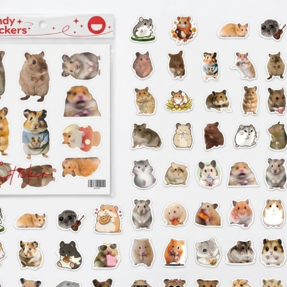 귀여운 햄스터스티커 60pcs 핸드폰 노트북 캐리어 일러스트 캐릭터 이미지 8