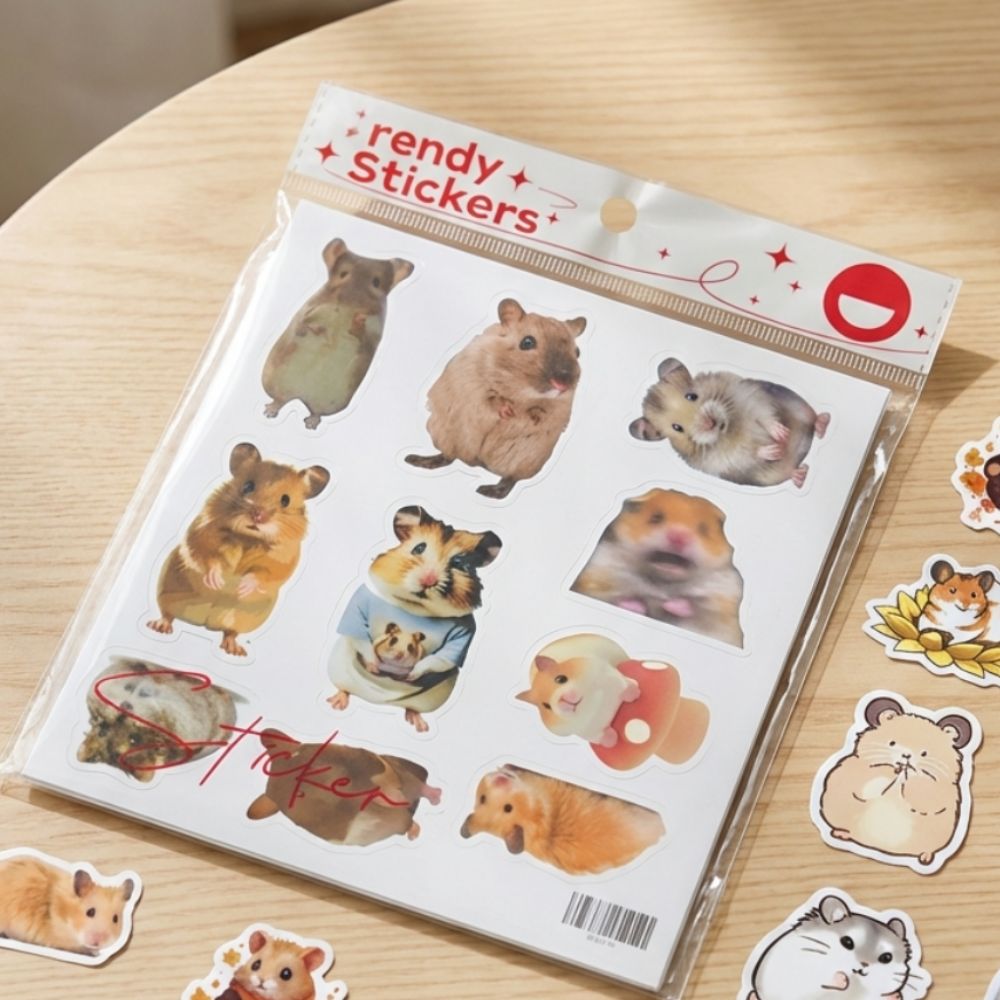 귀여운 햄스터스티커 60pcs 핸드폰 노트북 캐리어 일러스트 캐릭터 - 상품 이미지