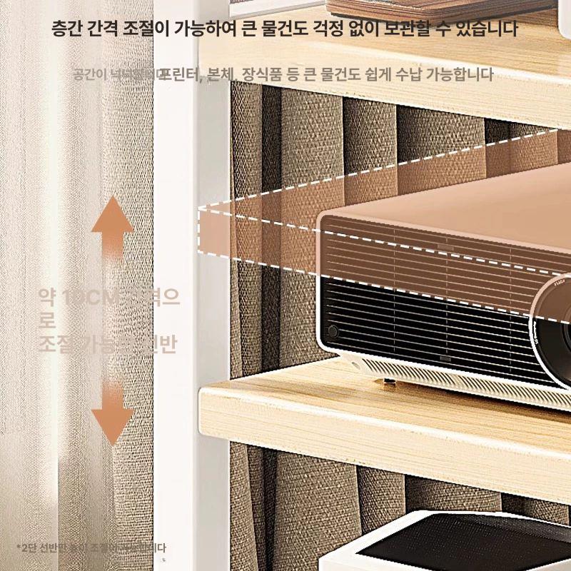 데스크탑 본체 거치대 3단 이동식 바퀴형 수납선반 프린터 받침대 화이트 기본 2칸 30cm 헤어라인 오크 화이트 - 상세 이미지 3