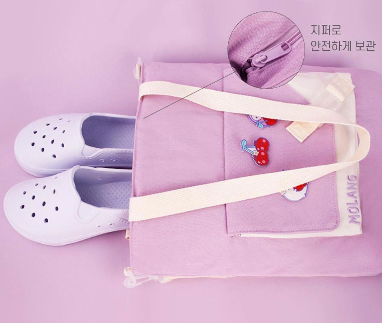몰랑 뱃지 포인트 보조가방 신주머니 학원 신발가방 조리개주머니 캐릭터 - 상세 이미지 3