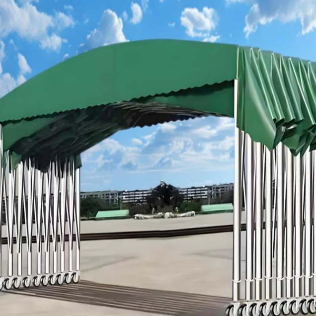 자바라천막 접이식 슬라이딩 창고용 이동식 차양막 비가림 공장 캐노피 야외용 주차