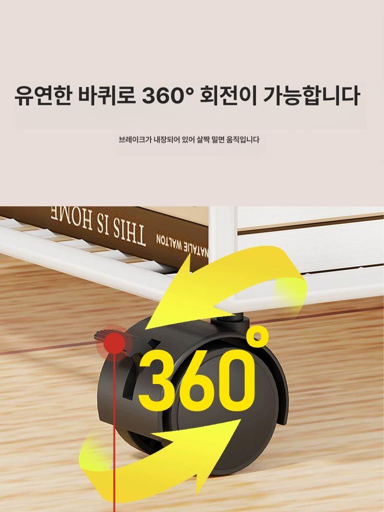 이동식 선반 책수납 정리 틈새 3단형 블랙 철제 데스크 화이트 2단 중형 스탠딩 - 상세 이미지 5