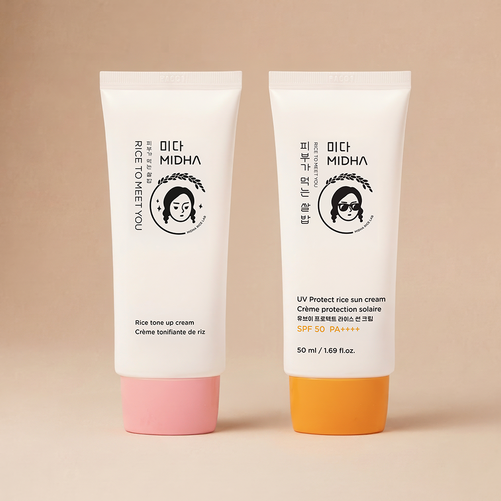 미다 라이스 UV 프로텍트 선크림 50ml + 쌀뜨물 톤업크림 50ml 2종 세트 - 상품 이미지