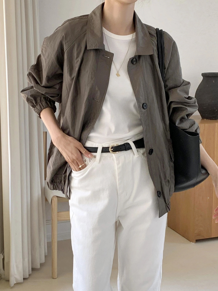 오버핏 카라넥 여성 블루종 패딩 야상 점퍼 봄 간절기 아우터 여자 항공점퍼 바람막이 - 상품 이미지