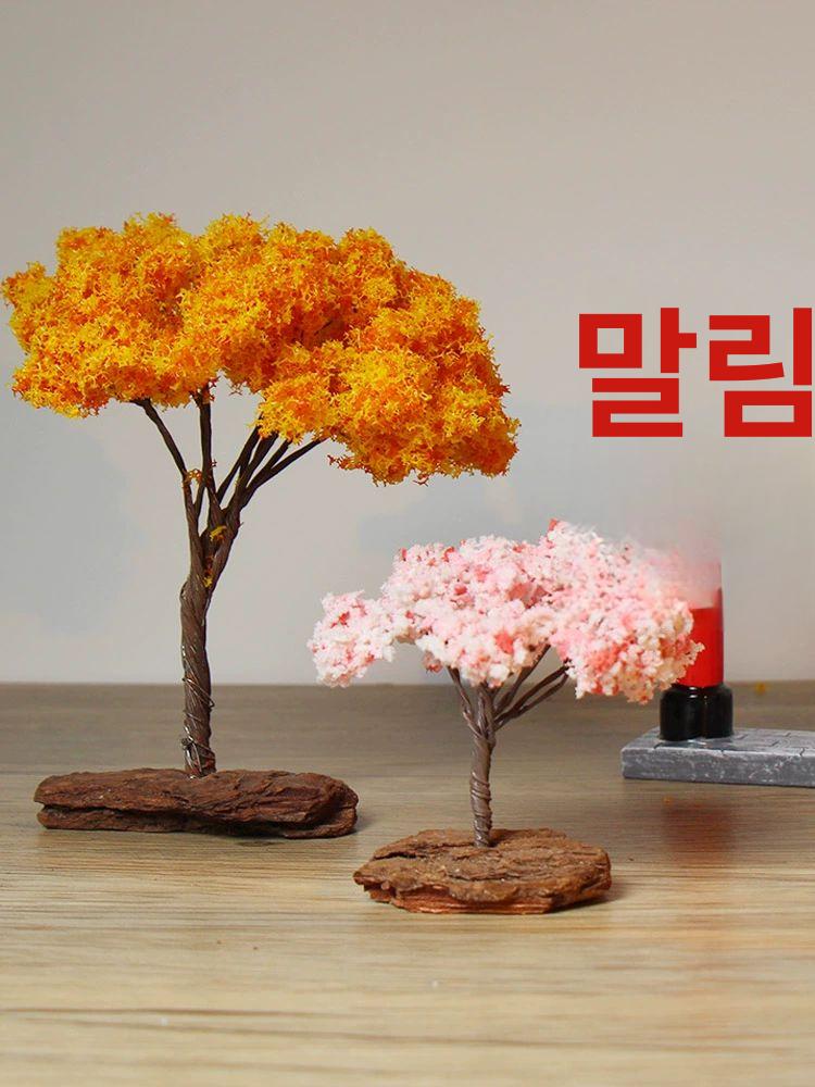 미니어처 벚꽃나무 일본풍 장식 감성 데스크 봄 사쿠라 높이 9.5cm 단풍 천연 마른 나무 받침대 - 상세 이미지 2