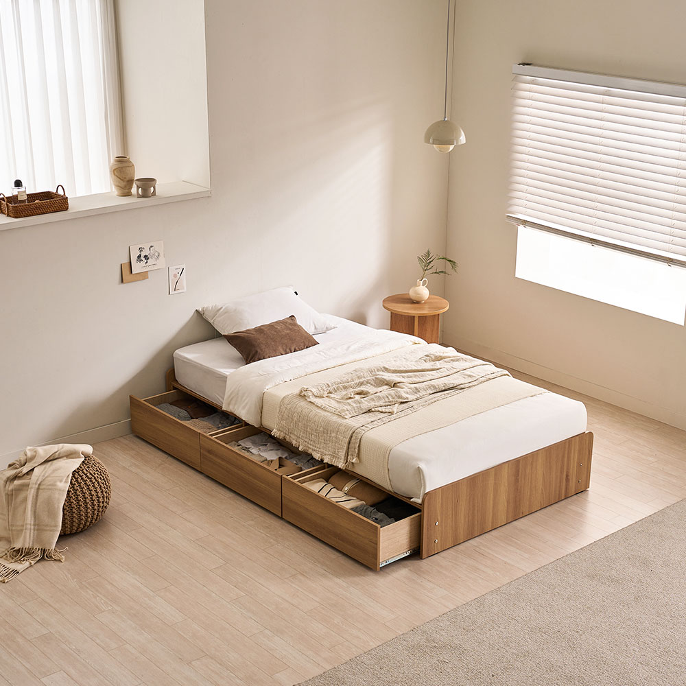 장인가구 토리노 헤드 3단 서랍형 원룸 침대 프레임 슈퍼싱글