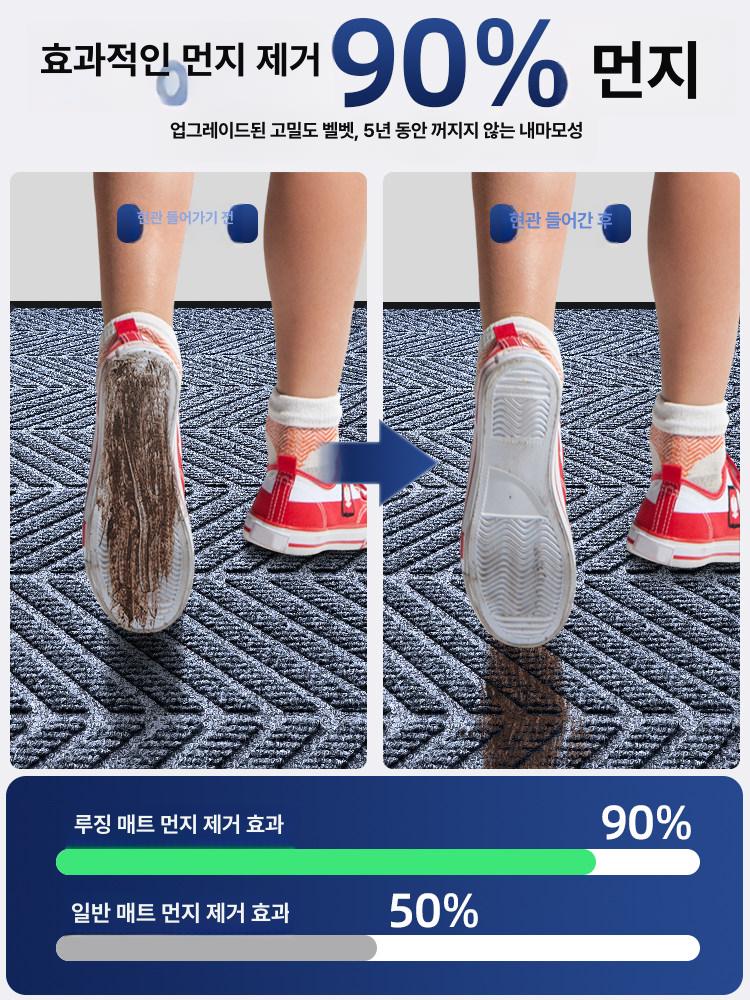대형 업소용 방수 눈길 실외 발털이 미끄럼방지 논슬립 블랙그레이 기본 두께-부드러운 미세 8mm 120X150CM - 상세 이미지 2