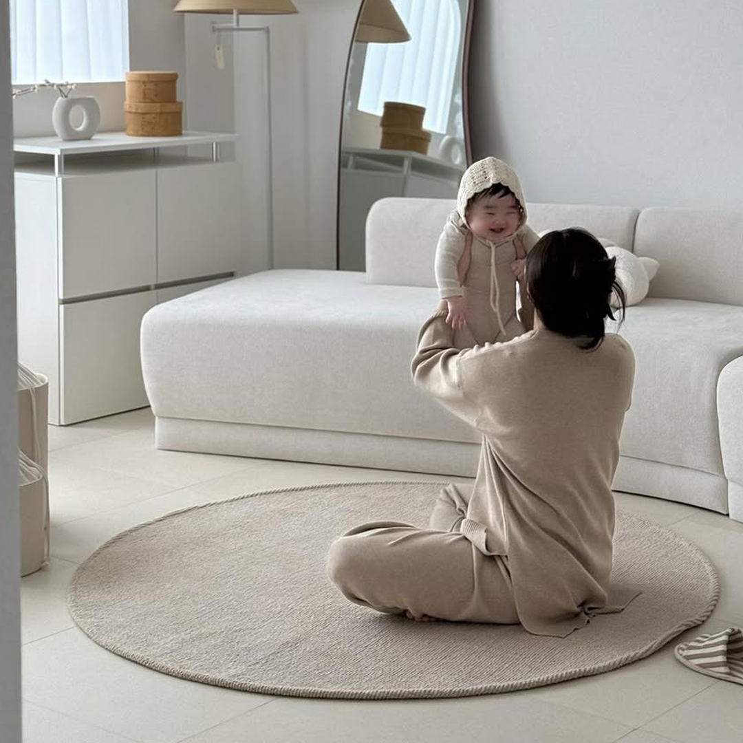 호이데코 먼지없는 보카시 사계절 물세탁 아이방 거실 대형 러그 95cm