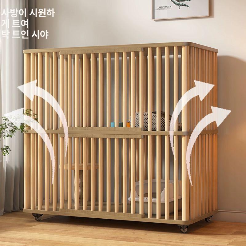 고양이격리장 원목 케이지 복층 홈 실내캣빌라 폐쇄형 대형 2단 - 상세 이미지 5