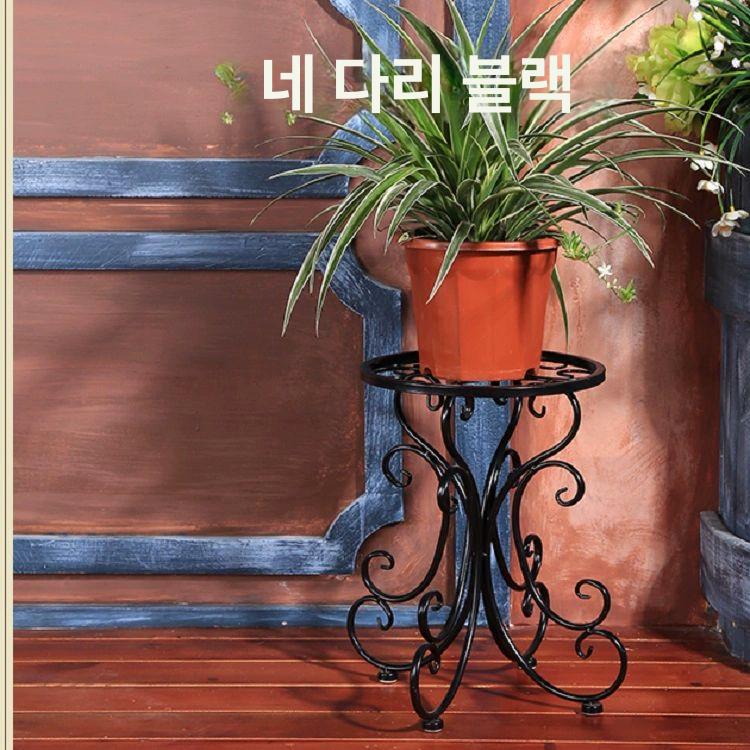 원형 철제화분받침대 정리대 북유럽 인테리어 빈티지 블랙 대형 지름 28 높이 43 - 상세 이미지 2