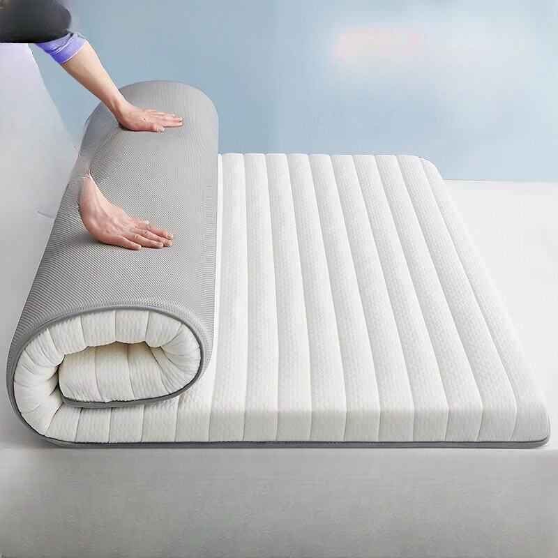 라텍스 토퍼 얇은매트리스 단단한 자취 대형 수면매트 스트레이트 라인 화이트 4cm 90x190cm 학생용 침대 - 상품 이미지
