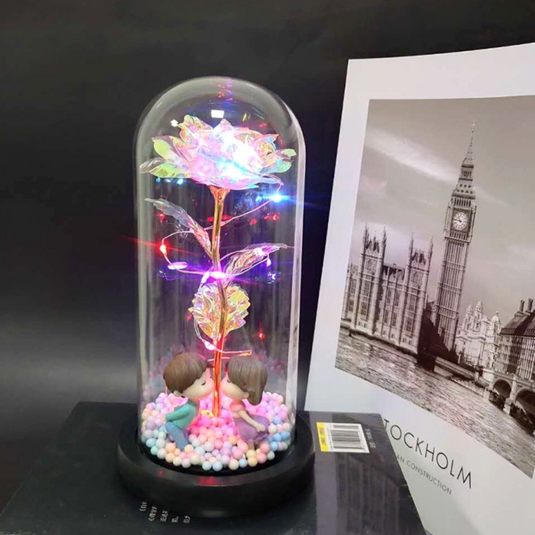 지니몰 홀로그램 장미 LED 무드등 수유등 유리돔 꽃 - 상품 이미지