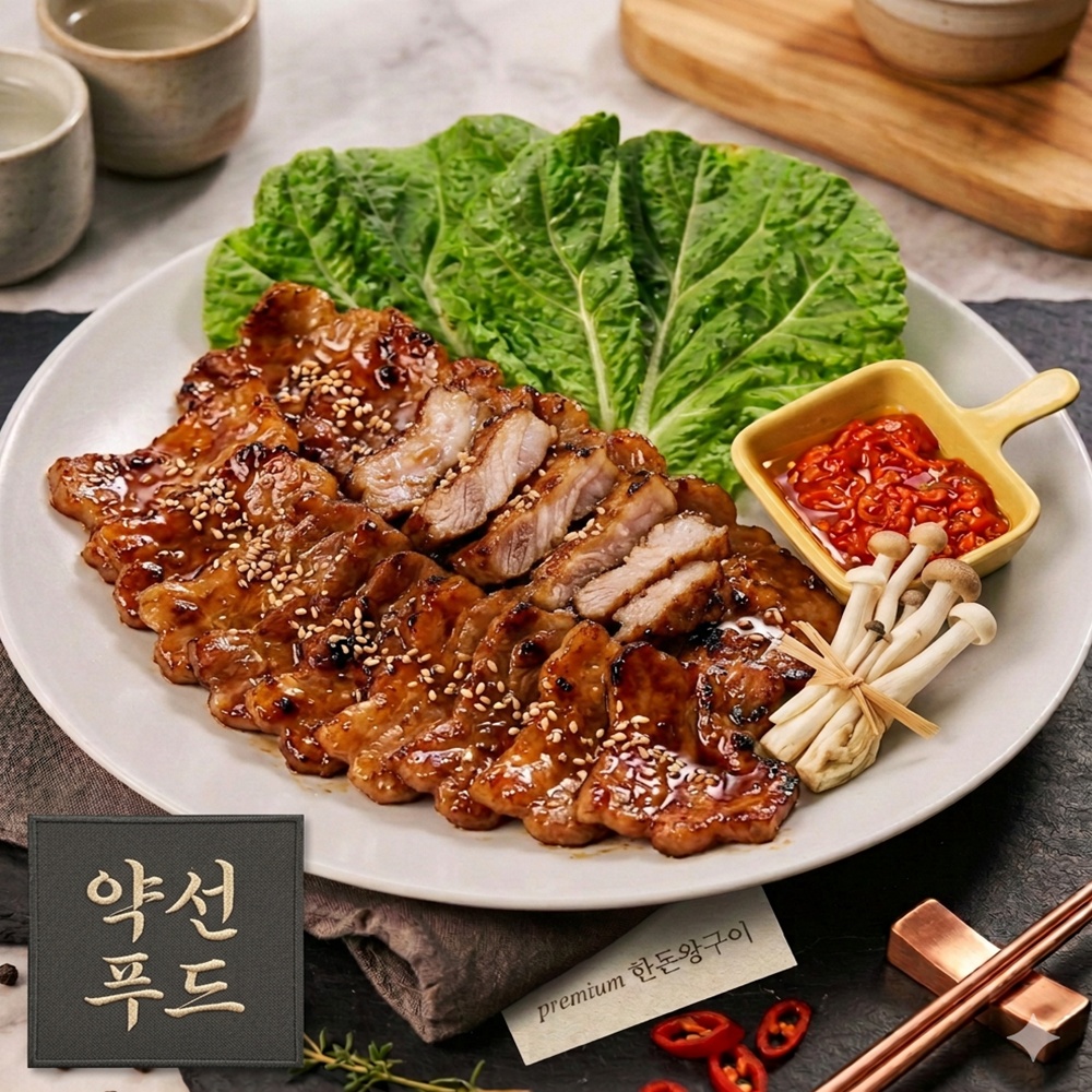 특허 국내산 원육 한돈 왕구이 1kg 1팩 5인분 돼지고기 갈비살 군인 장병 급식 납품 - 상품 이미지