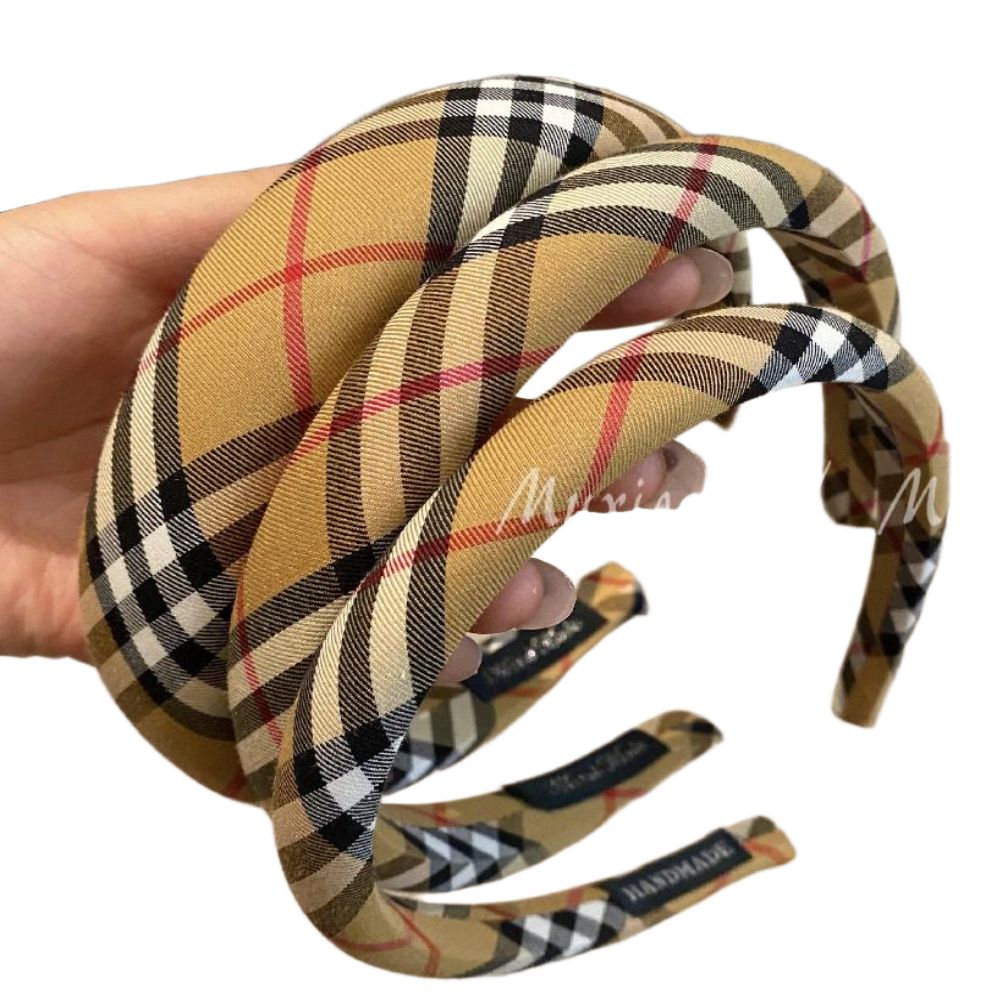 체크 헤어밴드 체크무늬 머리띠 패턴 빈티지 체크패턴 3cm - 상품 이미지