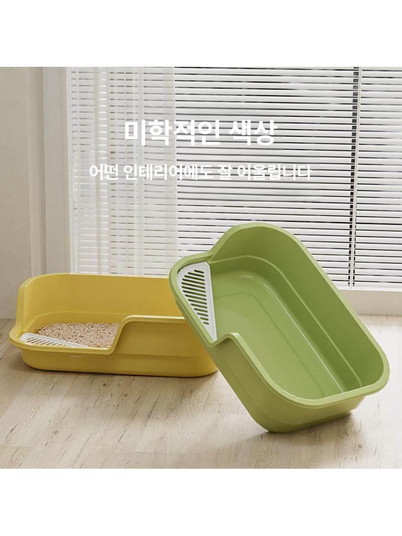고양이 화장실 낮은 모래 새끼 실내 입구 개방형 소변 민트그린 49cm 대형 - 상세 이미지 5