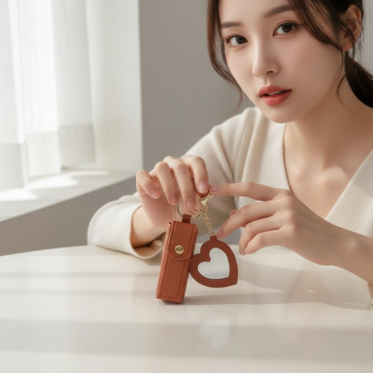 지니몰 휴대용 미러 립밤 케이스 립스틱 파우치 컴팩트 메이크업 수납함 - 상품 이미지