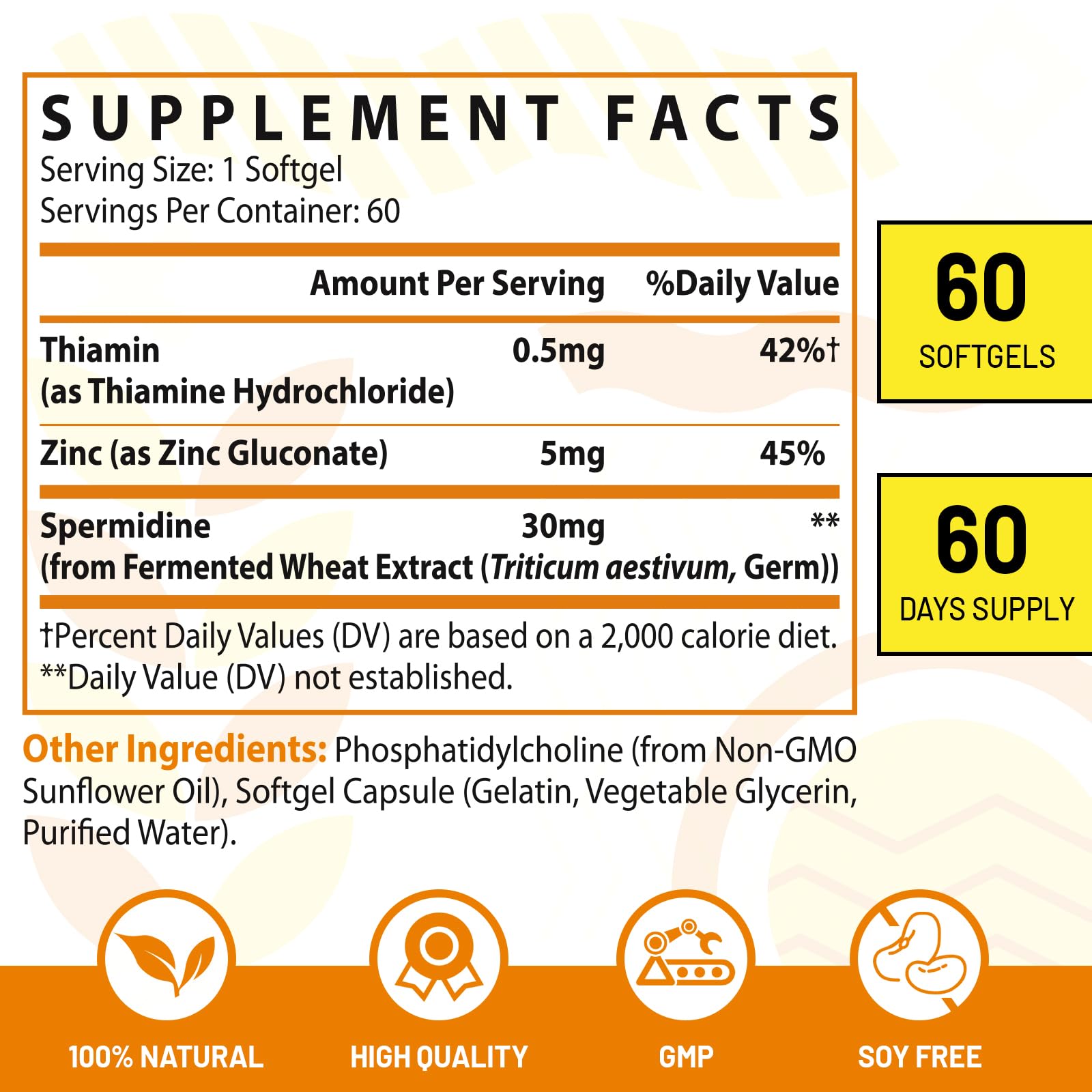 30mg 스페르미딘 보충제, 고흡수, 세포 재생, 60소프트젤 - 상세 이미지 2