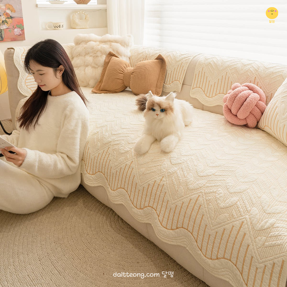 달떵 사계절 워셔블 코튼 순면 쇼파 패드 러그 돌 매트 토퍼 깔개 3인 4인 70x150 이미지 7