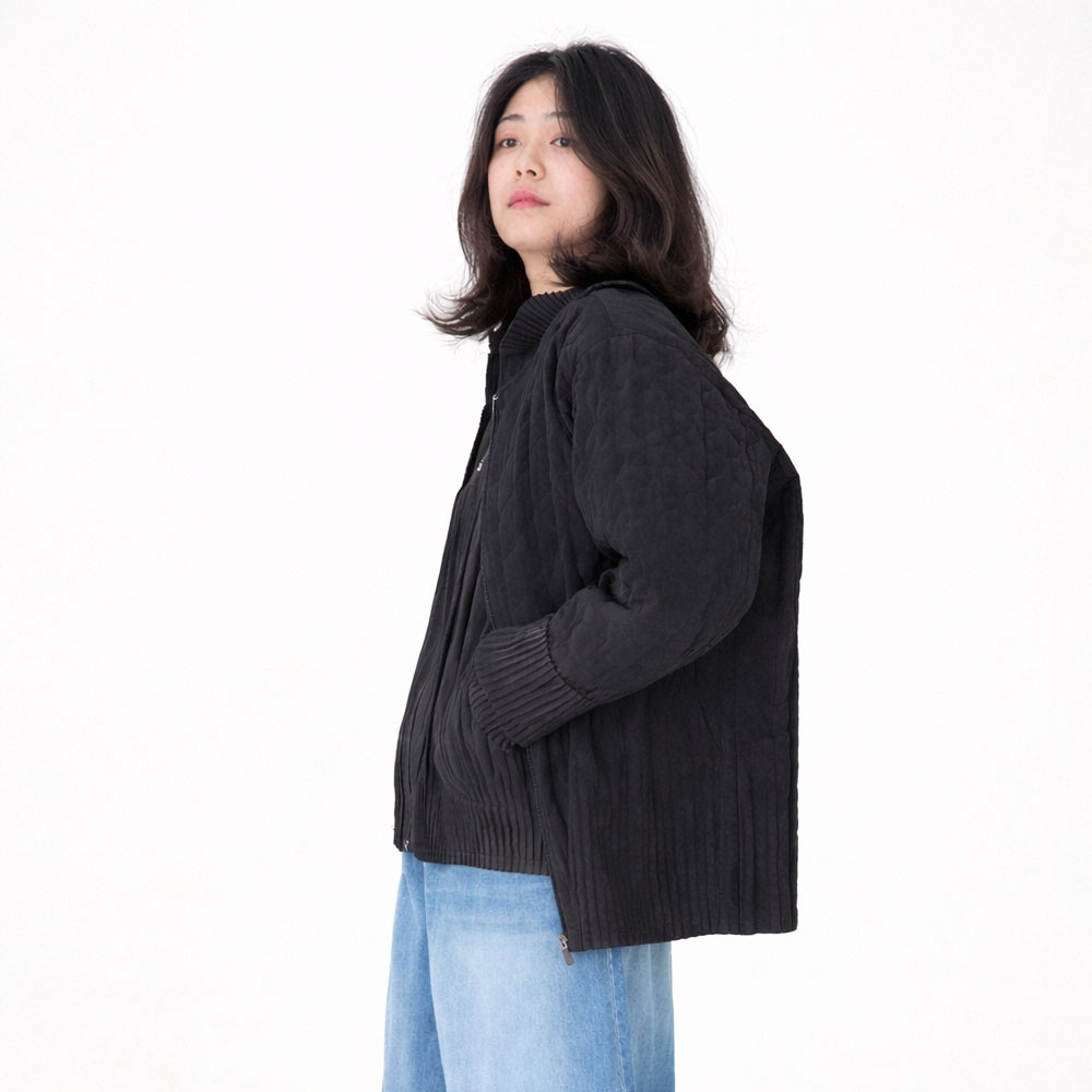 VJP20 플리츠 패디드 숏 크롭 집업 간절기 점퍼 이미지 8