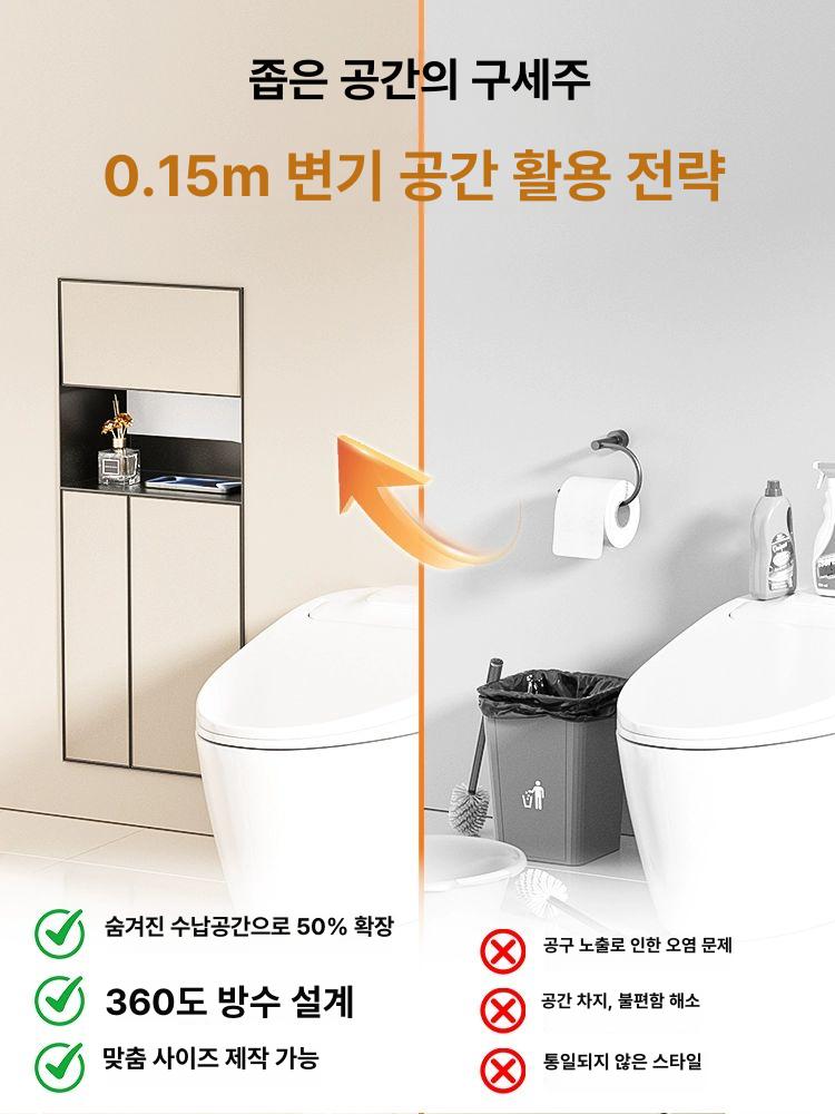 변기솔 매립형 박스 청소 티슈 수납함 화장실 화장지 피아노 페인티드 3단 A - 상세 이미지 2