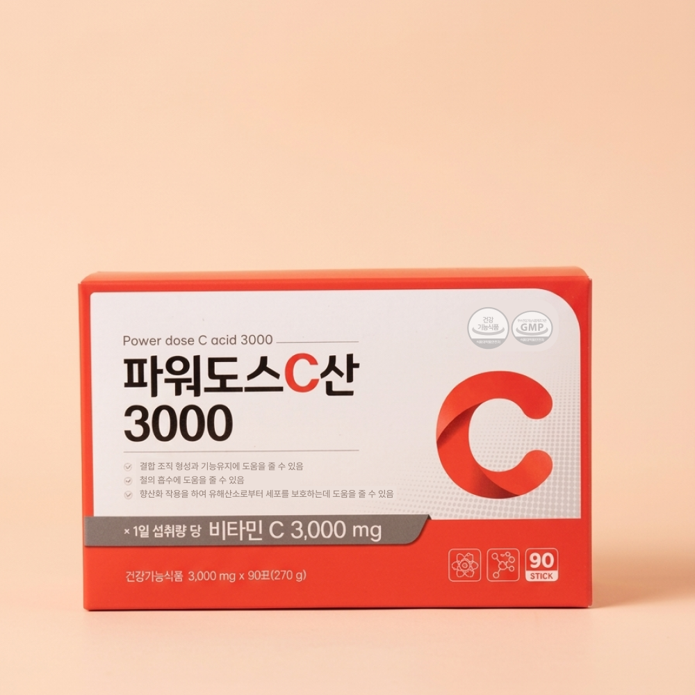 파워도스 C산 3000 비타민C 고함량 분말스틱 90포 3개월분 이미지 2