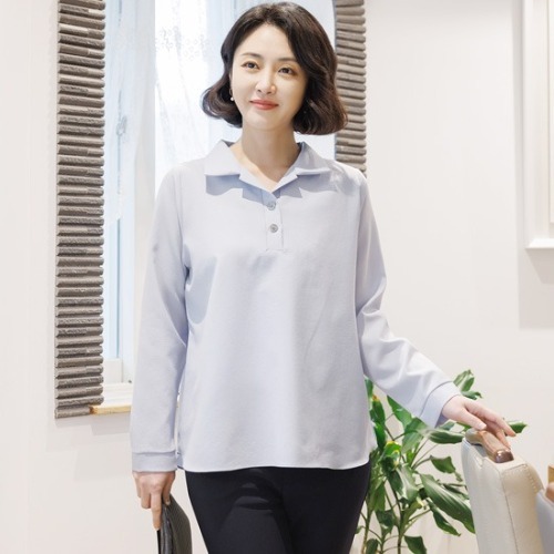 엄마옷 조이마담 T51599 파스텔 반오픈 블라우스 셔츠 중년여성의류 - 상품 이미지