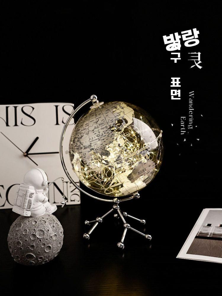 투명 지구본조명 지구본 램프 탁상 무드등 모던 장식품 화이트 (조명X) - 상세 이미지 5
