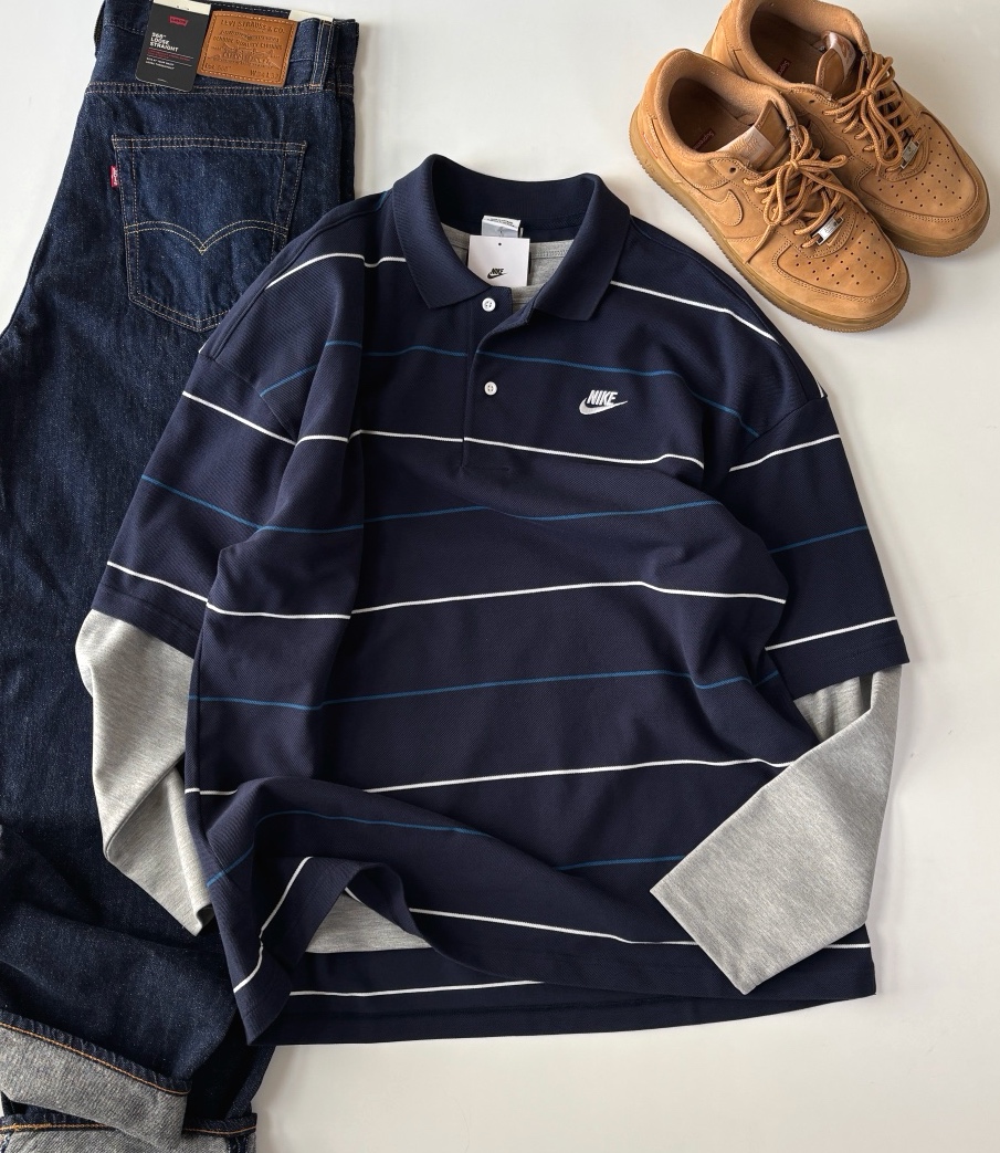 나이키(NIKE) 26SS 스트라이프 오버사이즈 PK 카라티셔츠