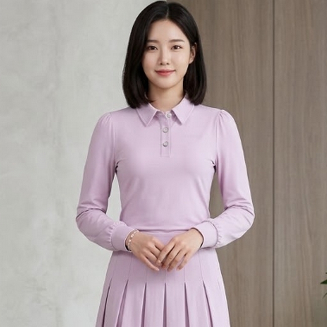 링스 골프 여성 봄 심플한 라운딩 캐주얼 필드룩 카라 티셔츠 - 상품 이미지