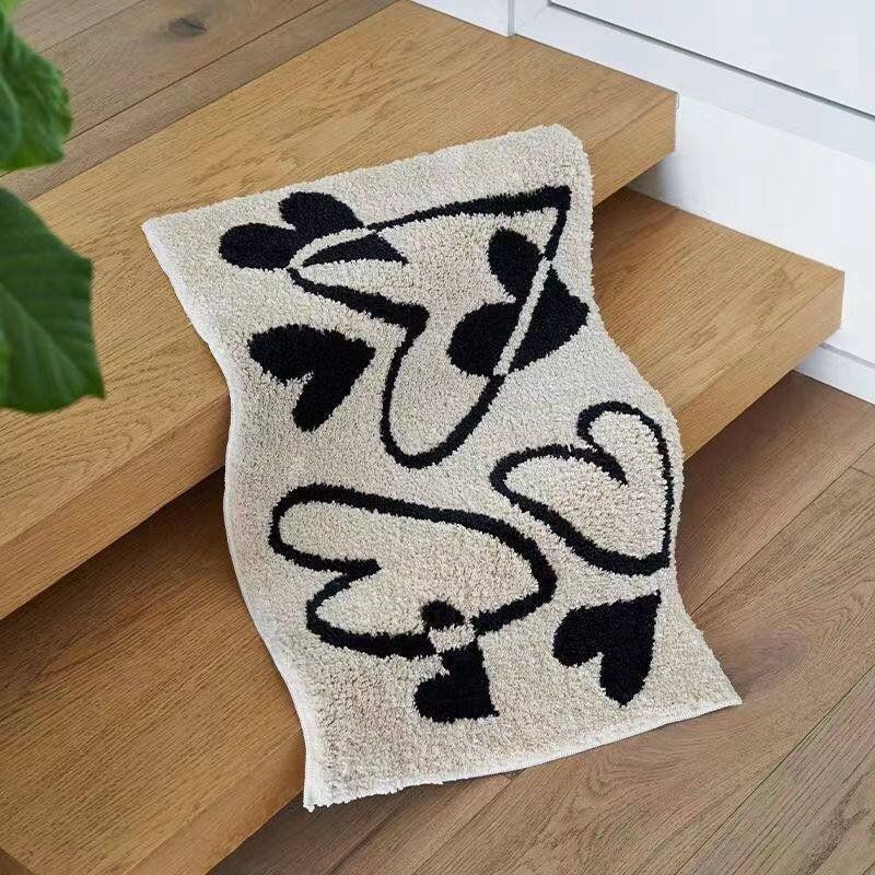 발매트 욕실 현관 침실 미끄럼방지 논슬립 베이지 싱글하트 직각형 60x90cm 얇고관리쉬움 - 상세 이미지 2