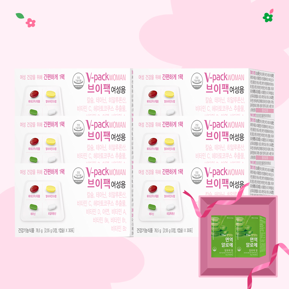 안국약품 브이팩 여성용 올인원 멀티팩 종합비타민 히알루론산 30포, 6개 제품 이미지