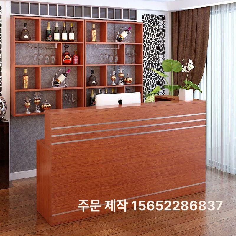 식당 카운터 모던 계산대 프론트 카페 인포 데스크 화이트 메이플 왼쪽 코너 140x80x110cm - 상세 이미지 4
