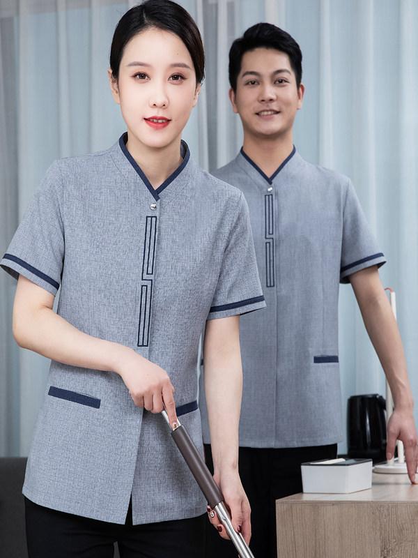 미화복 청소유니폼 여사님 청소부 작업복 미화원 아줌마 연회색 단품 L - 상세 이미지 3