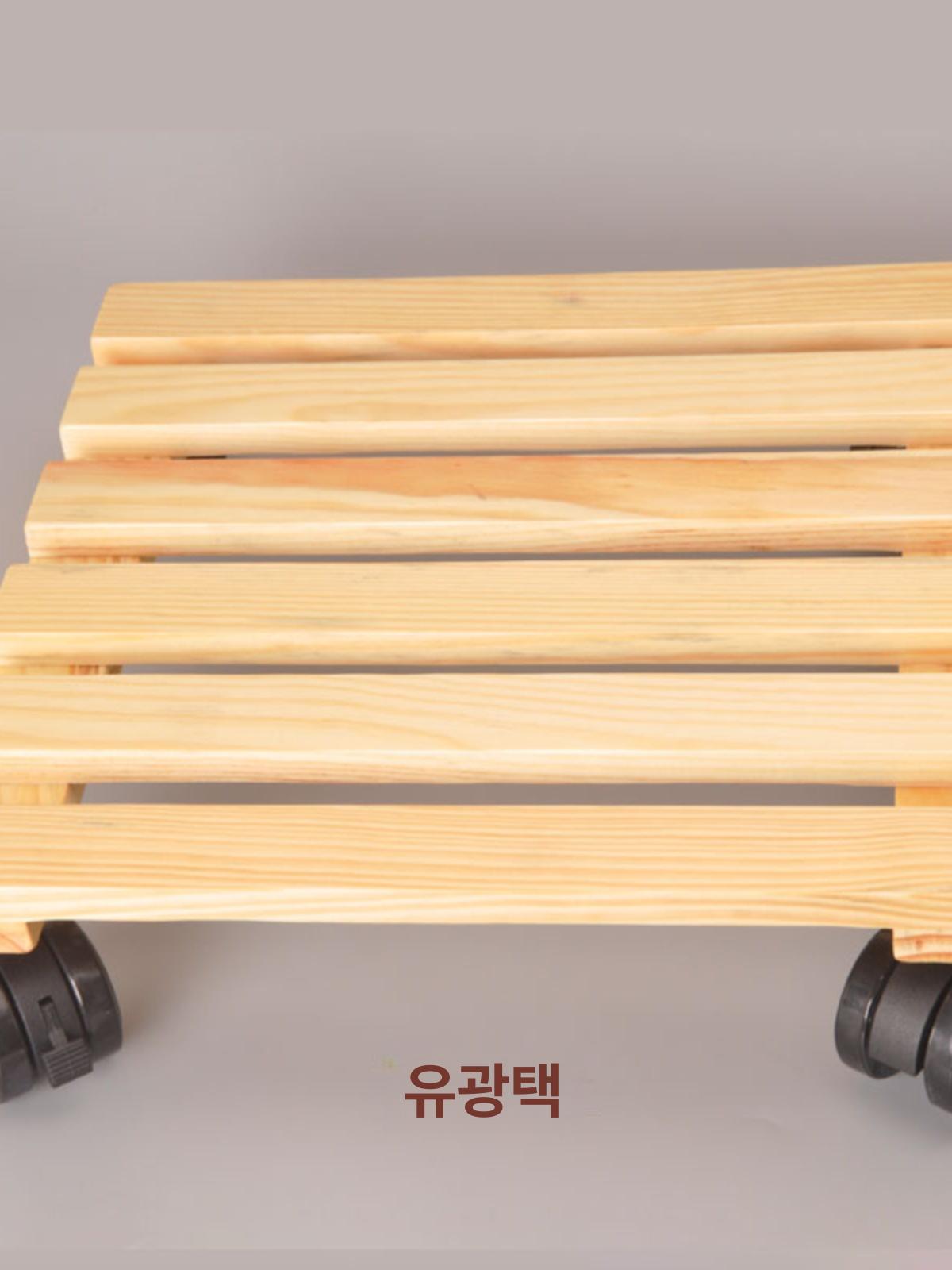 바퀴 받침 화분 사각 이동식 원형 나무 우드 빈티지 26x26 150kg - 상세 이미지 4