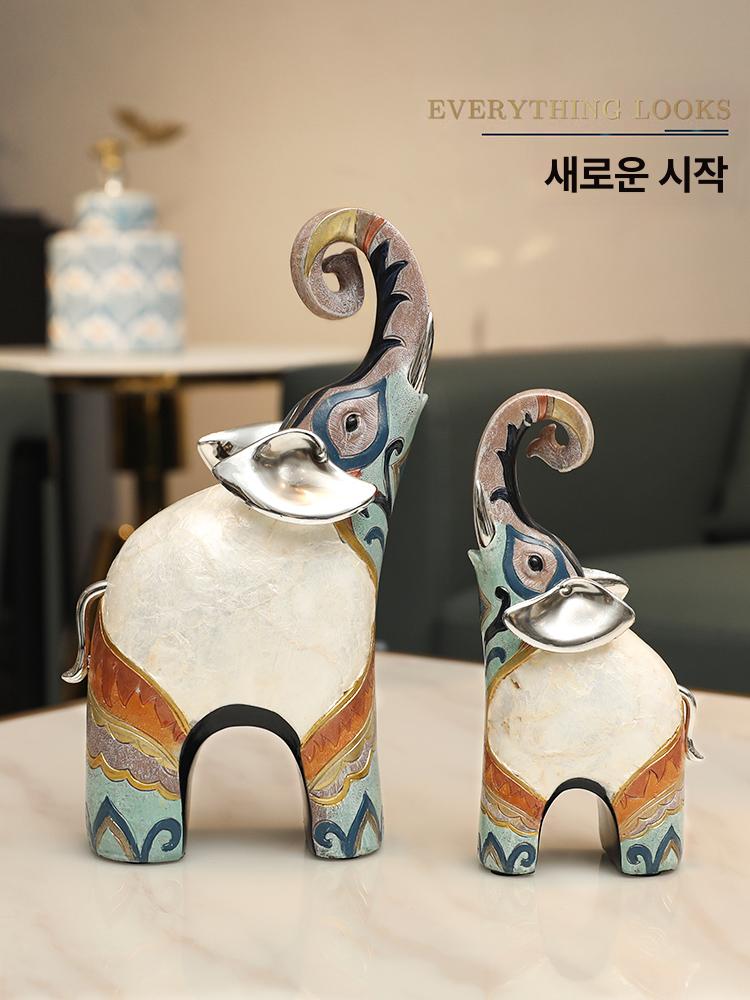 코끼리 조형물 조각상 조각품 인테리어 조개 오브제 돌 상어 장식 세트 [선물 상자] - 상세 이미지 2