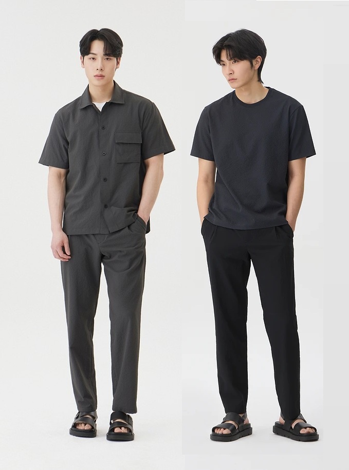 코오롱 브렌우드 여름 워셔블 써커 팬츠 아주편한 릴렉스핏 경량 쿨 슬랙스 - 상품 이미지