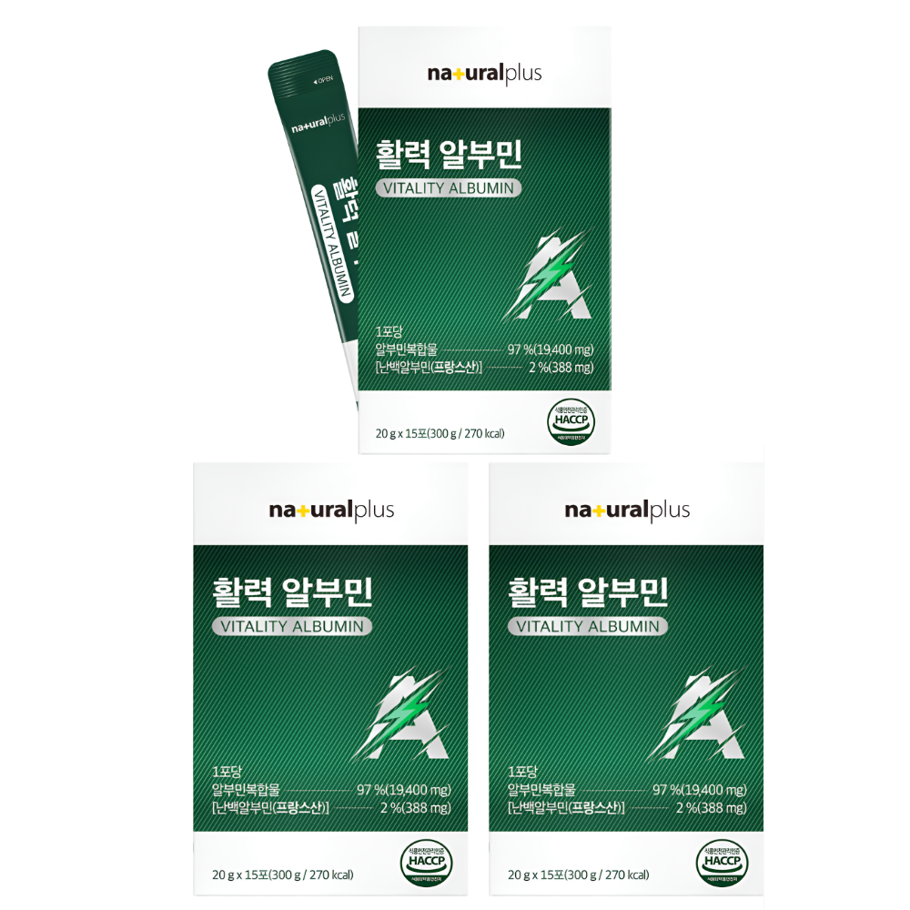 내츄럴플러스 활력 알부민 플래티넘 골드 노익 부스터 무당 프로틴 구슬 15포, 3개 - 상품 이미지
