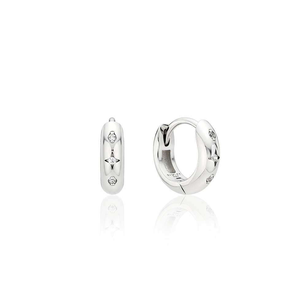 [네이버단독] [바이이에르] [925 silver] 스타스톤 실버 원터치 귀걸이 S (White) BH7E63703W9XXX - 상세 이미지 2