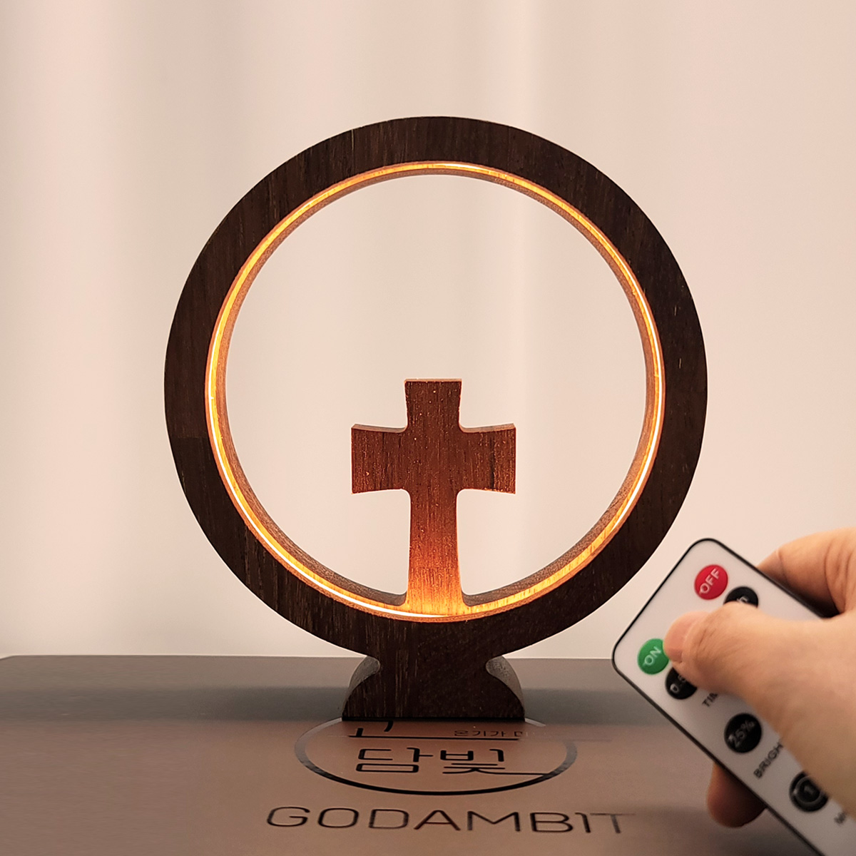 JESUS 멀바우 원목 십자가 무드등 LED 기독교 새신자 교회 선물 상품 이미지