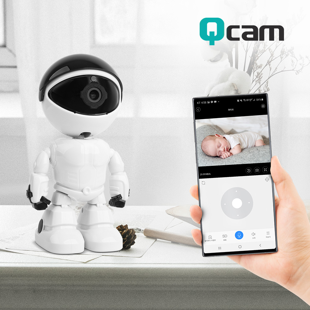 큐캠 QCAM-K3 로봇IP카메라 CCTV Full HD 200만 화소 보안카메라 스마트홈캠 - 상세 이미지 3